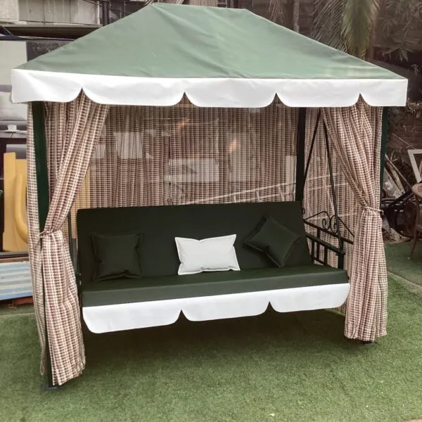 Luxury Outdoor Garden Swing with Canopy & Curtains